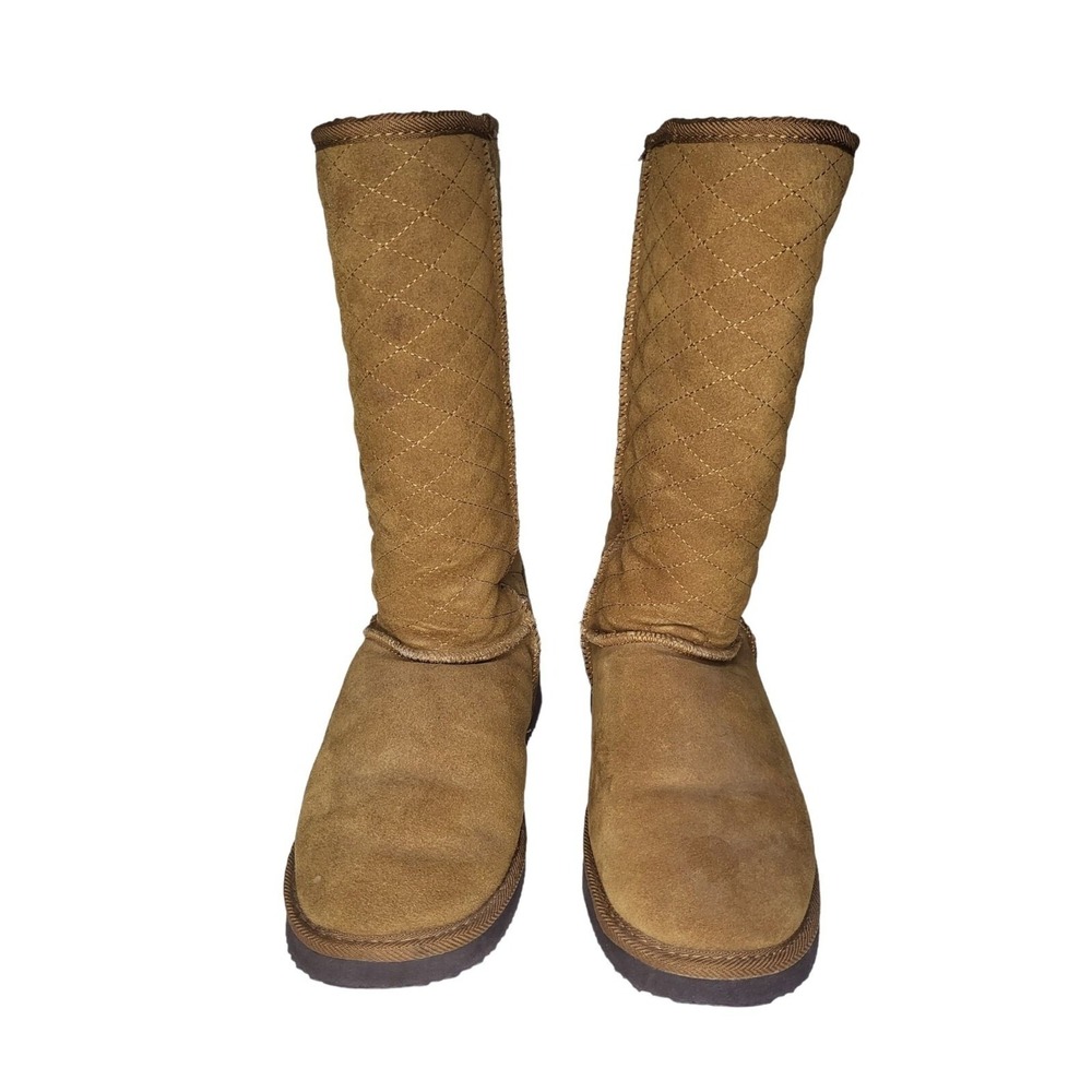 Womens Boots Size 6 Brown Suede Quilted Mid Calf Snow Plowin Steve Madden